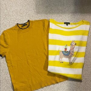 Vibrant Llama Tee - Yellow and White Stripes